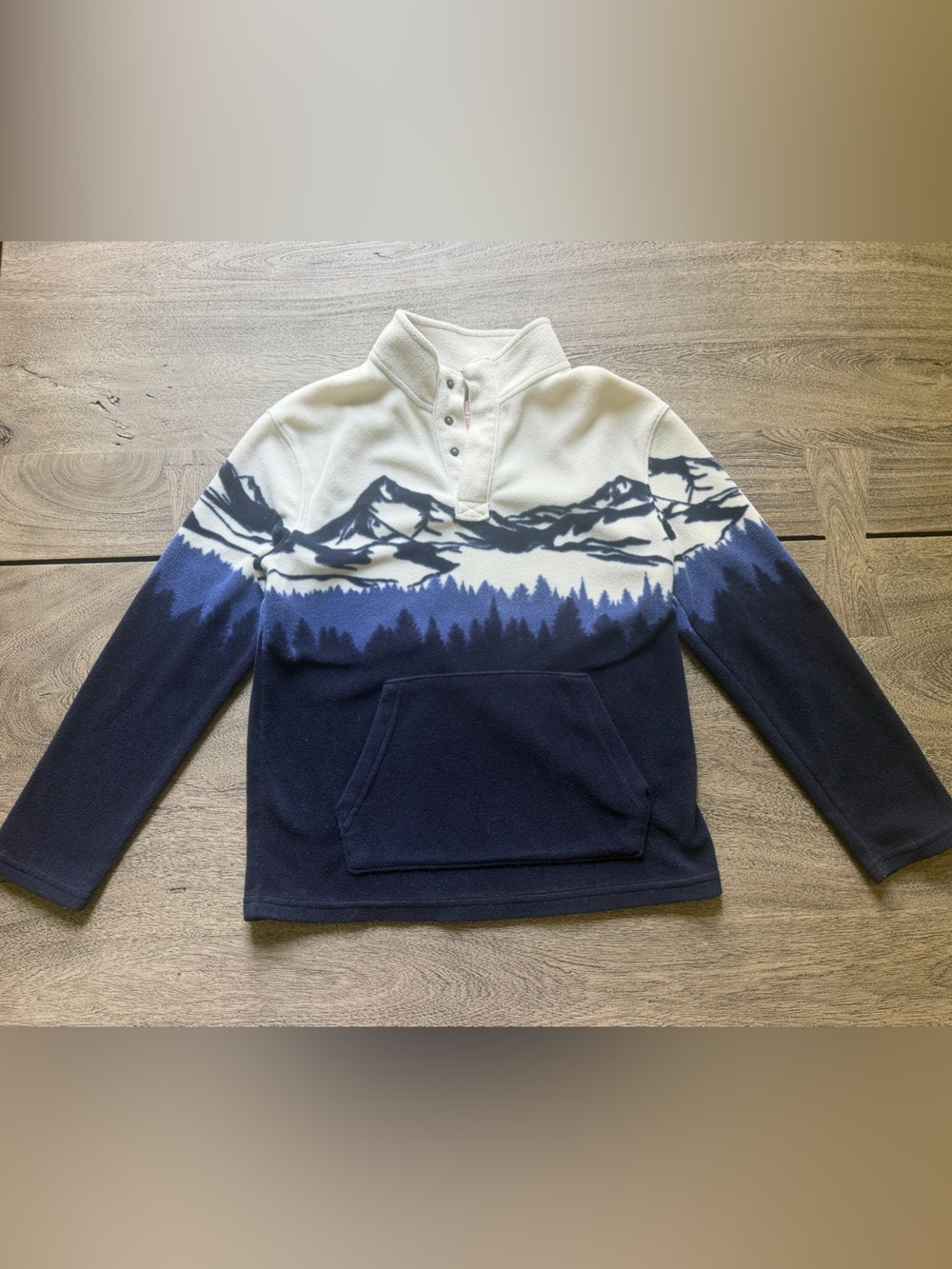 Cat & Jack Cream and Navy Mountain-Print Pullover